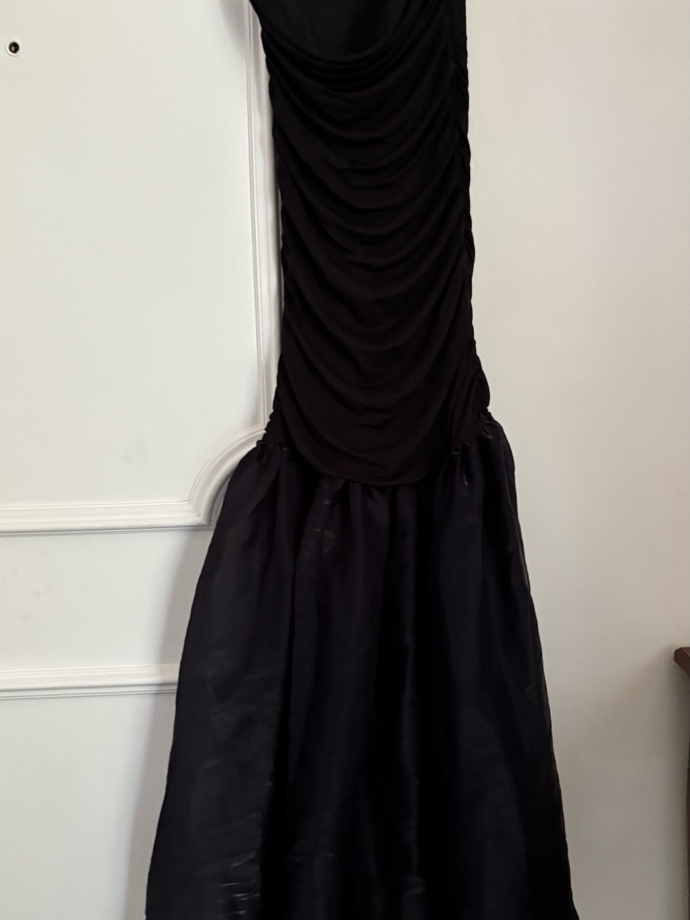 STAUD Black Ruched Jersey Top with Sheer Navy Organza Maxi Skirt - Picture 10 of 12